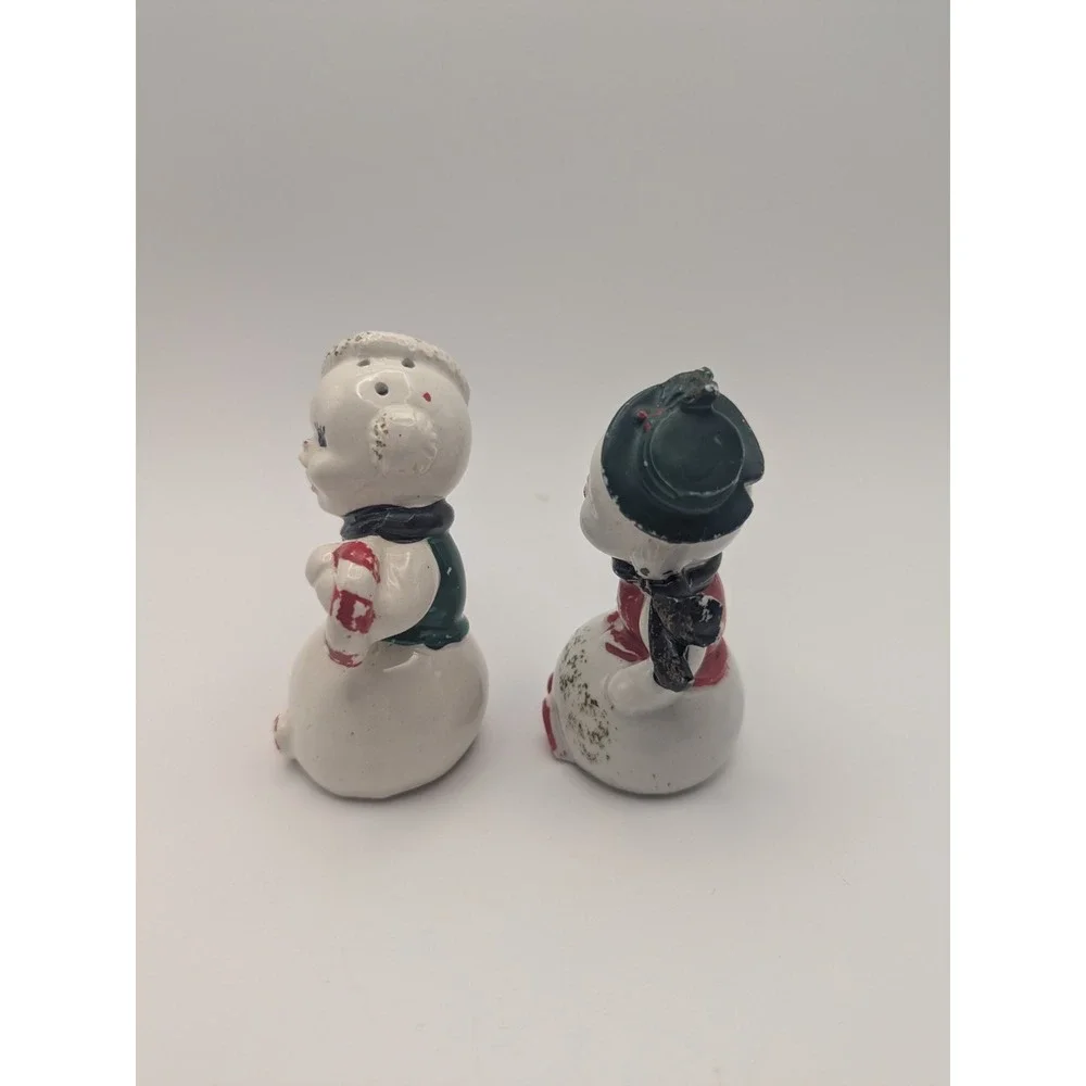 Vtg RARE Set‎ Japan Ucagco Snowman Salt Pepper Shakers Christmas Anthropomorphic